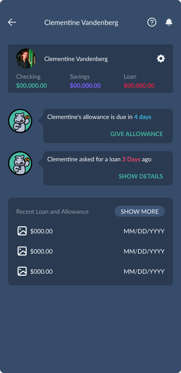 Kidough child profile and activity details